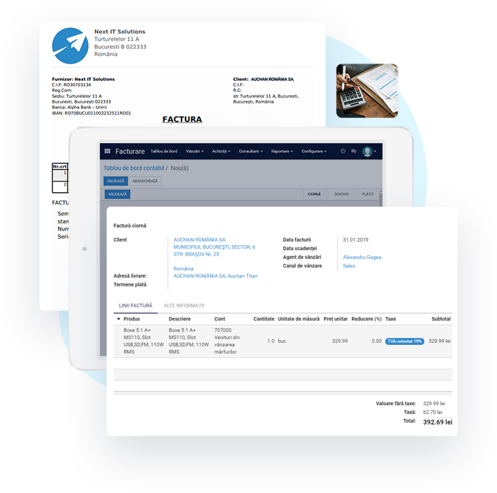 Exportă facturile în format PDF, Excel sau pe e-mail ca atașament